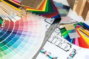 Selection of colors and materials for design and home renovation